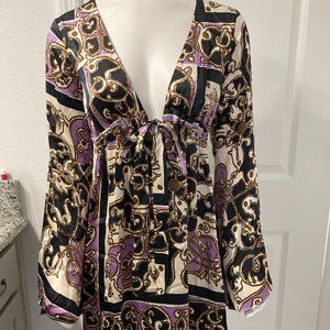 Elegant Long Sleeve Patterned Dress